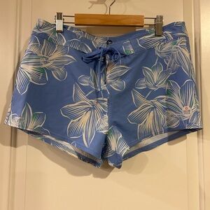 Revolution Blue Leaf Print Swim Shorts